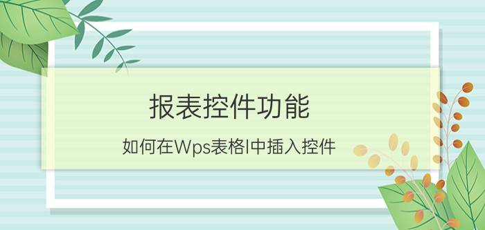 报表控件功能 如何在Wps表格l中插入控件，并且激活？